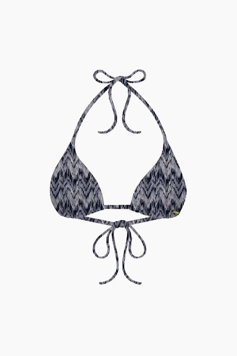 Nérée Black Ikat Tie-Triangle Bikini Top