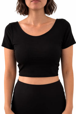 Le Rebecca Bra Top Manches Courtes Dos Danseuse Noir
