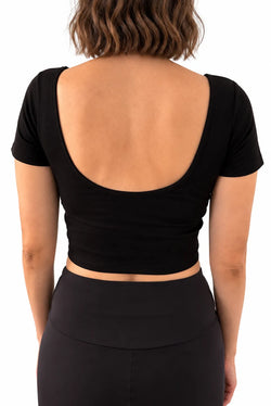 Le Rebecca Bra Top Manches Courtes Dos Danseuse Noir