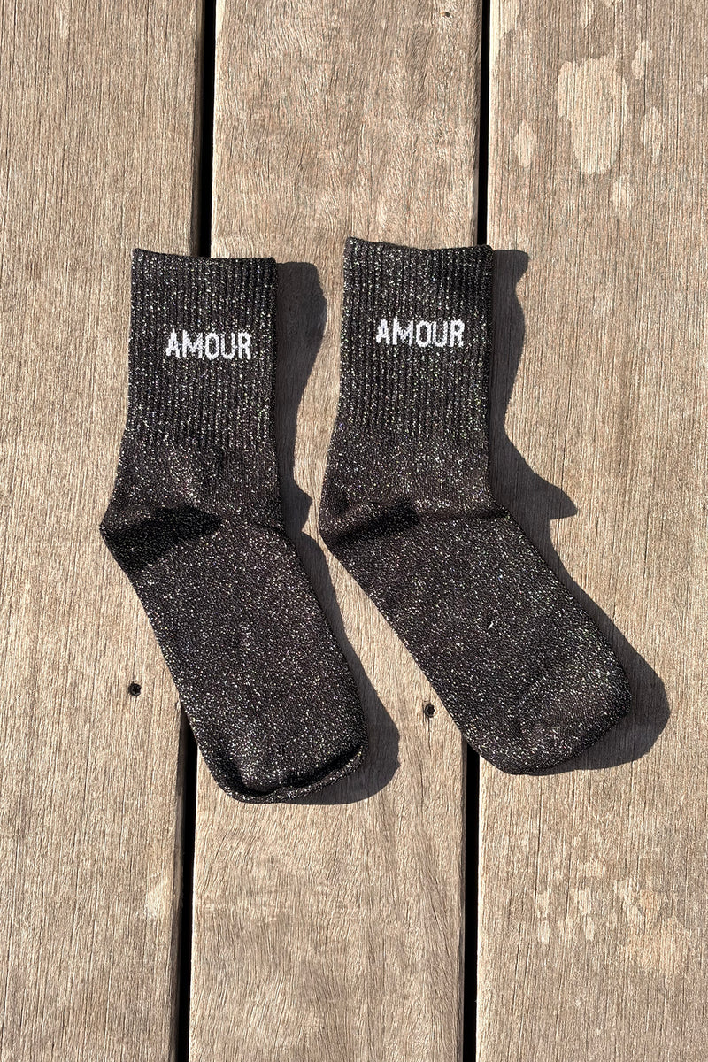 Chaussettes Pailletées Amour Noir