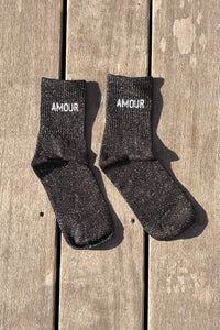 Chaussettes Pailletées Amour Noir