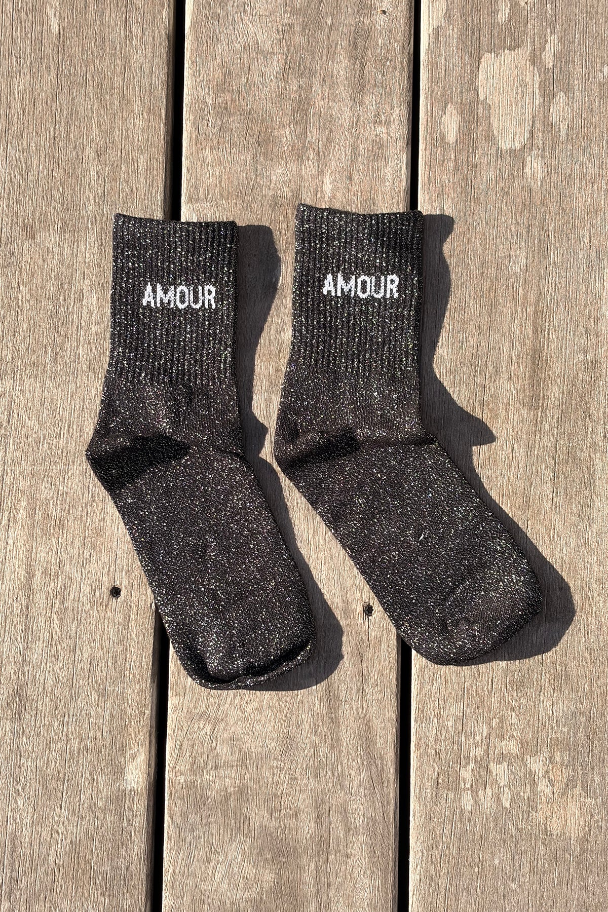 Chaussettes Pailletées Amour Noir