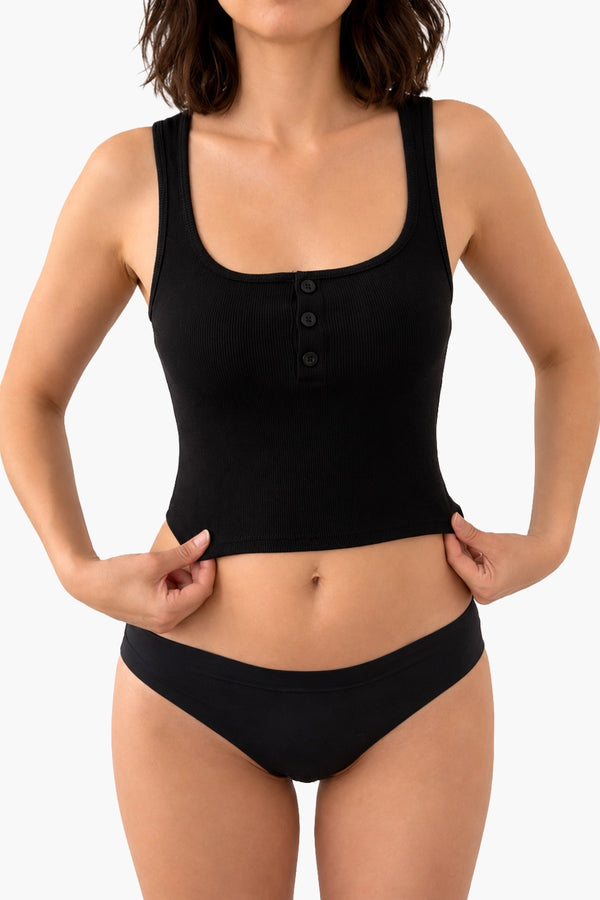 Le Jane Bra Top Débardeur Côtelé Noir