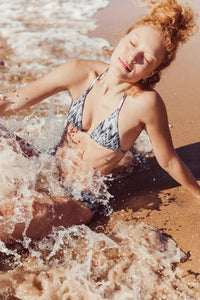 Nérée Black Ikat Tie-Triangle Bikini Top